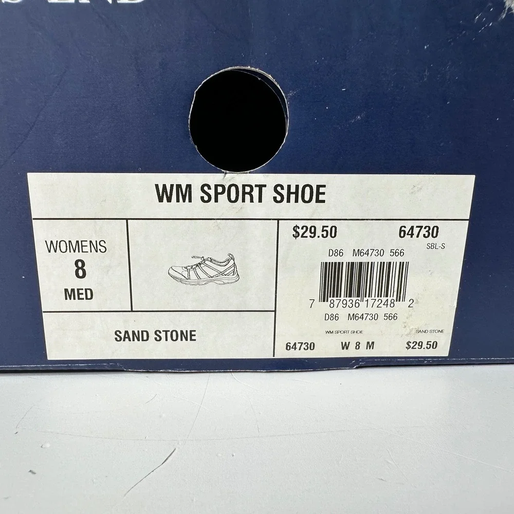 Lands End WM Sport Shoe Sand Stone Mesh Bungee Sneakers Womens 8 Med 64730